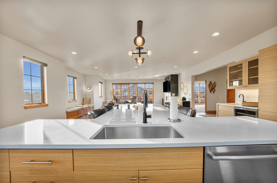 The airy kitchen provides a great atmosphere for entertaining.
