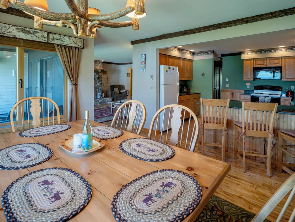 We have an open dining room, which extends into our kitchen area... 