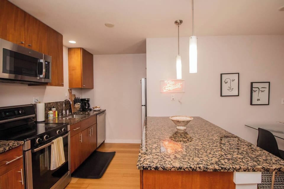 Kitchen with new electric glass top range