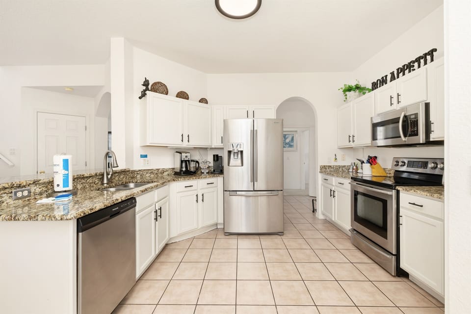 The spacious kitchen has everything you need for cooking meals in.
