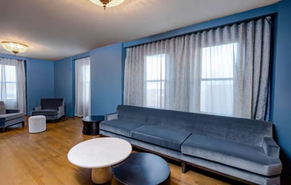 Stretch out with friends in this bright, spacious lounge.