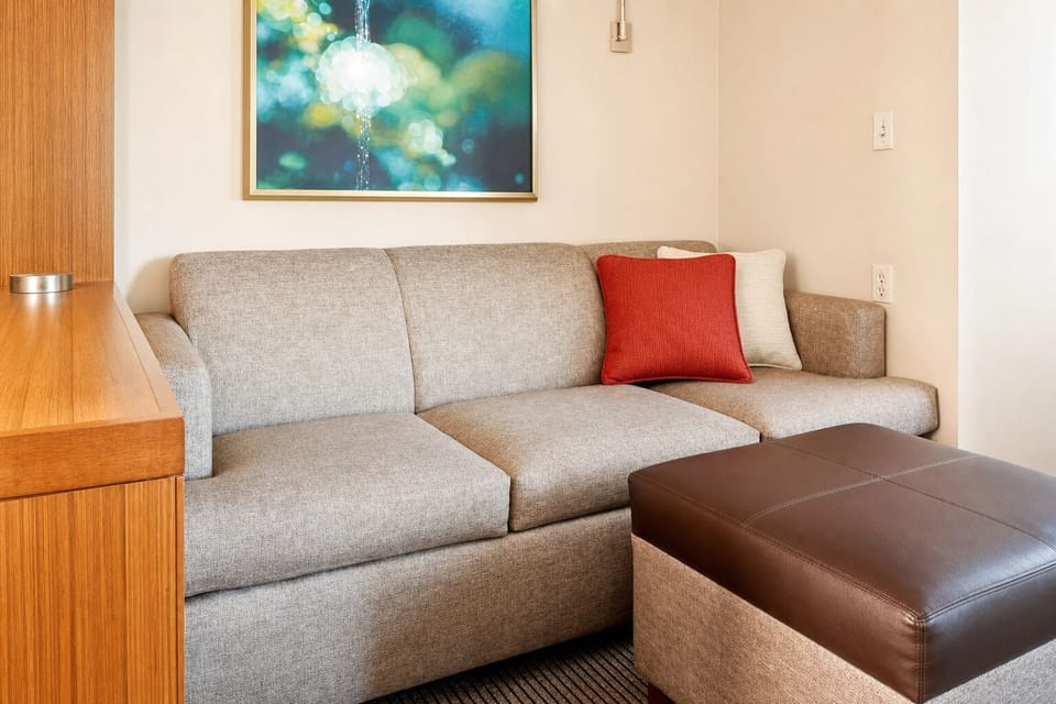 Lounge on the plush sofa and relax after a busy day.