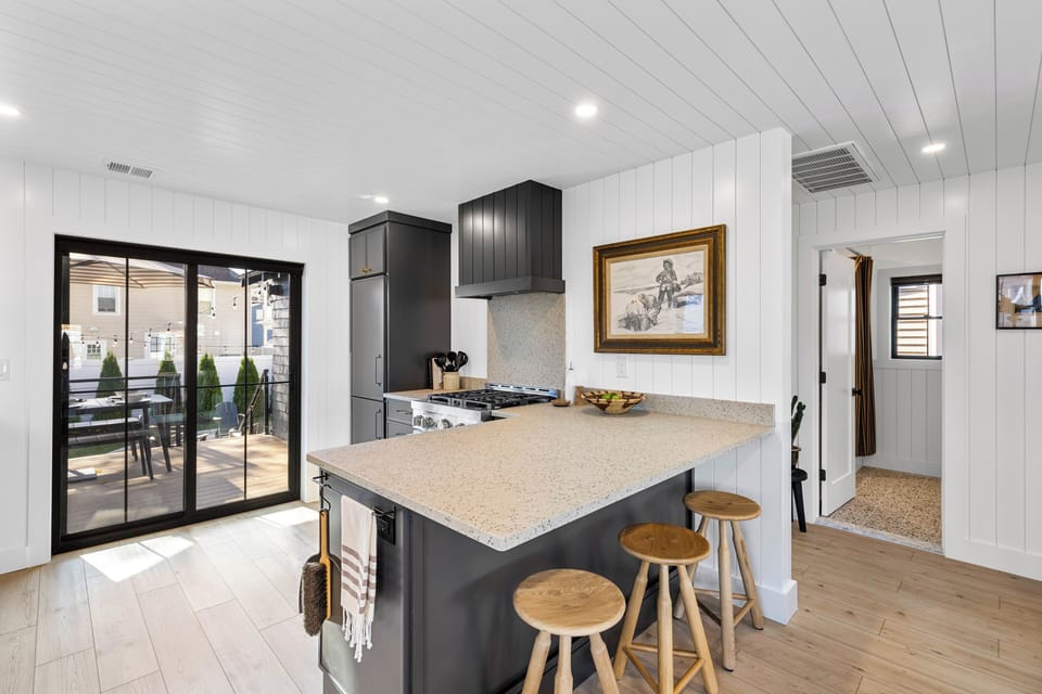 Kitchen with slider access to deck