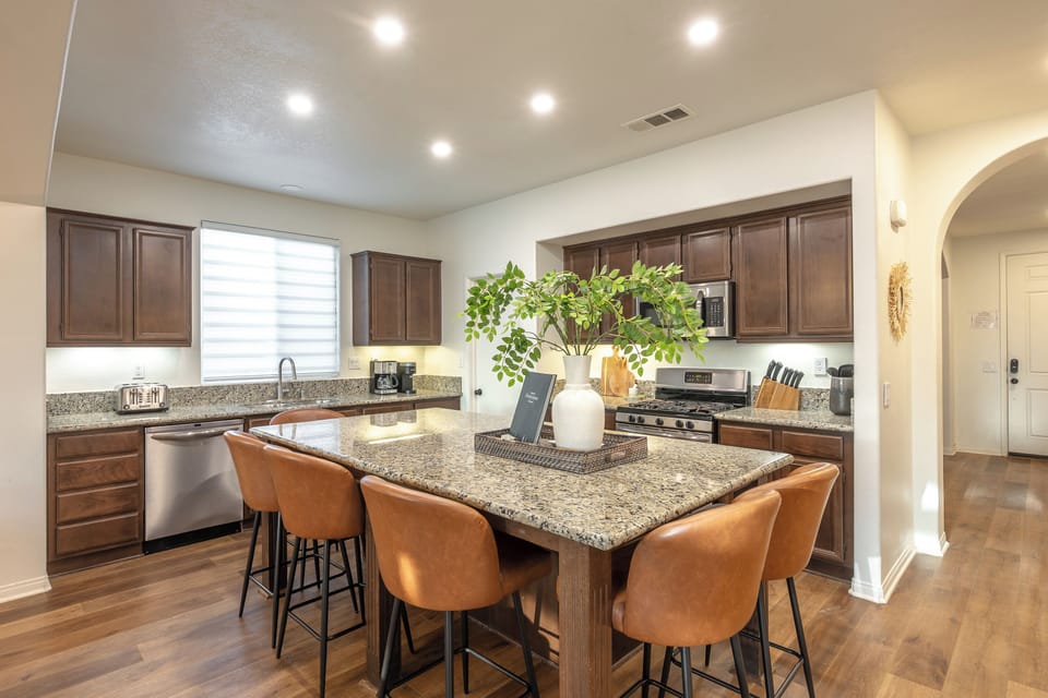 Modern appliances and plenty of counter space to make cooking for a crowd easy.