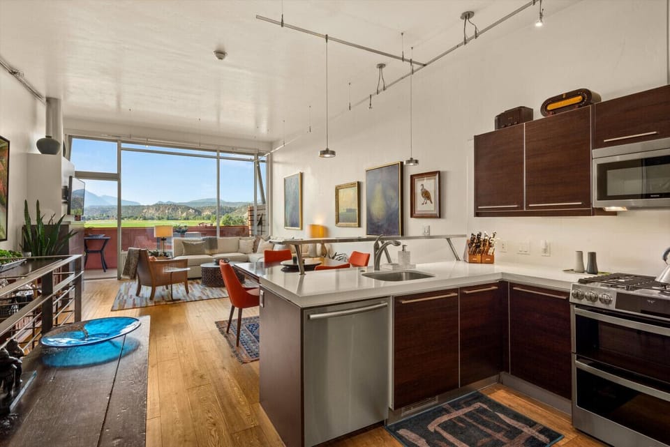 Kitchen, dining, living room