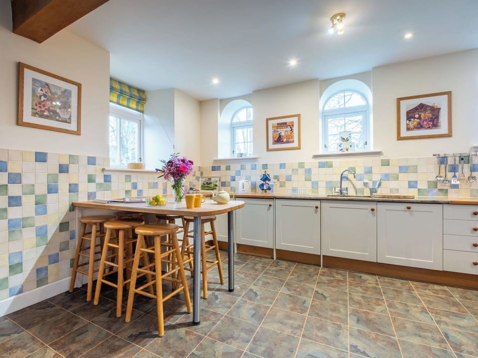 Flooring, Interior Design, Floor, Tile, Ceiling, Room, Kitchen, Cabinetry, Wood Flooring