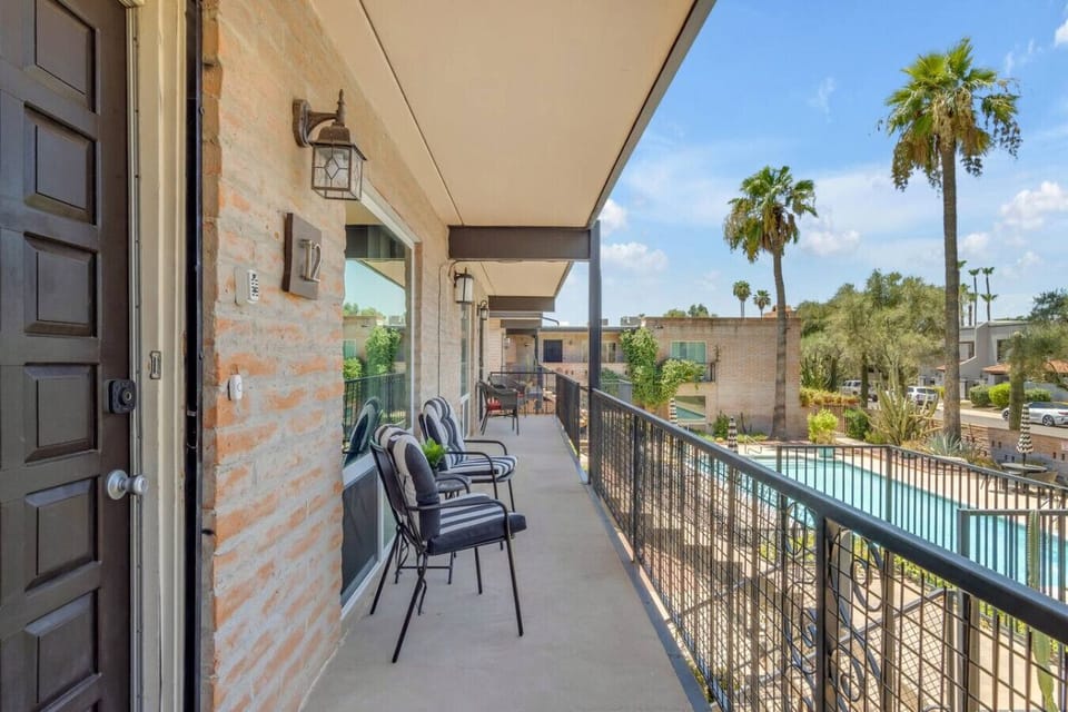 Walk right out onto the balcony to check the weather and look over the pool.