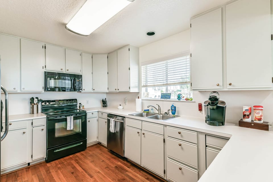 Kitchen will have all appliances and utensils needed for home cooked meals. 