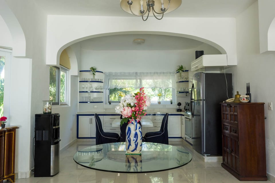 This home has an open-concept living and kitchen area.