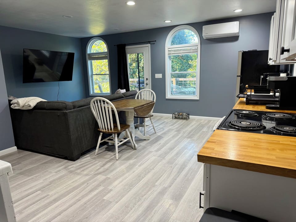 Living room and kitchen upon entry