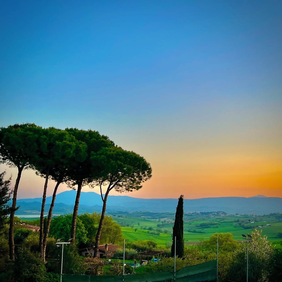 View over Umbria and Tuscany from the View balcony