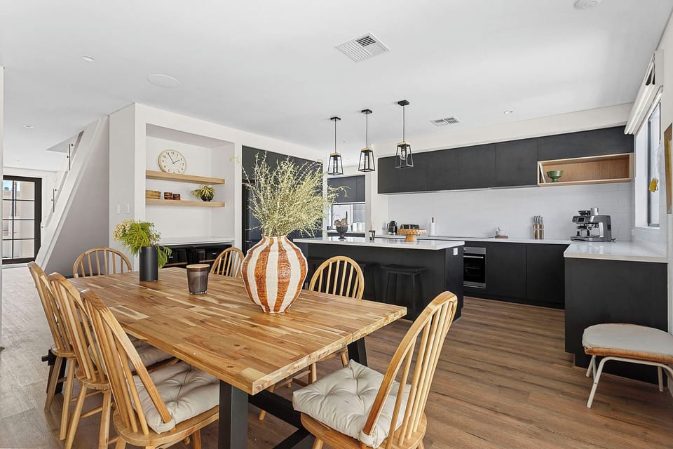 Large wooden table for family gatherings