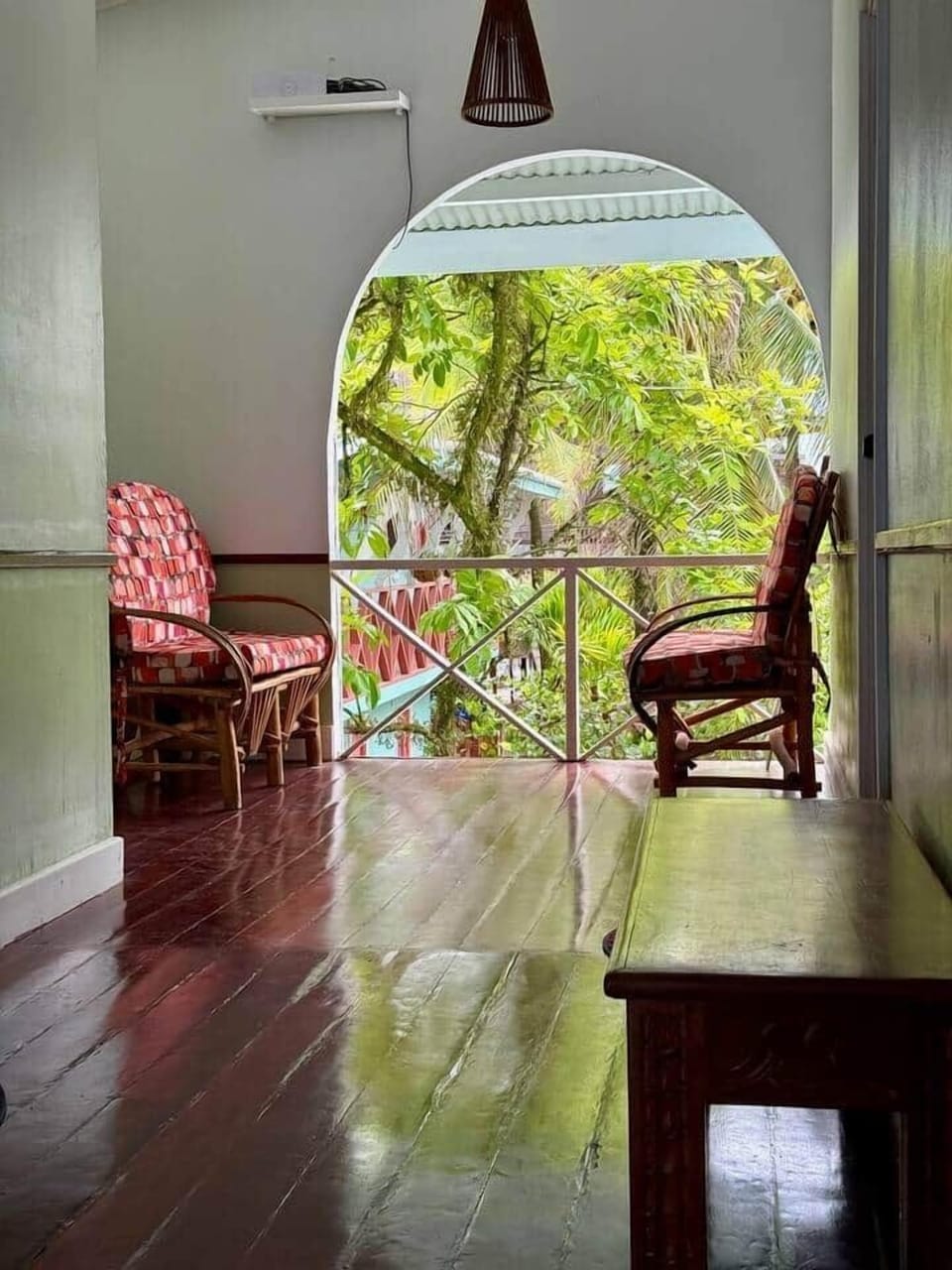 Seating over the garden and courtyard from the upstairs hallway.
