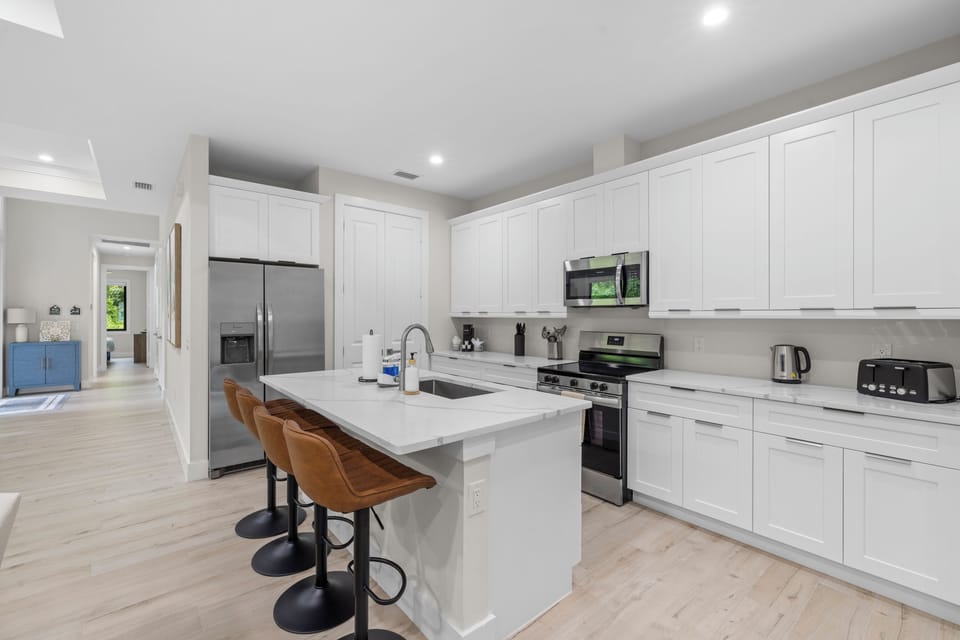 A chef's delight! Stainless-steel appliances galore.