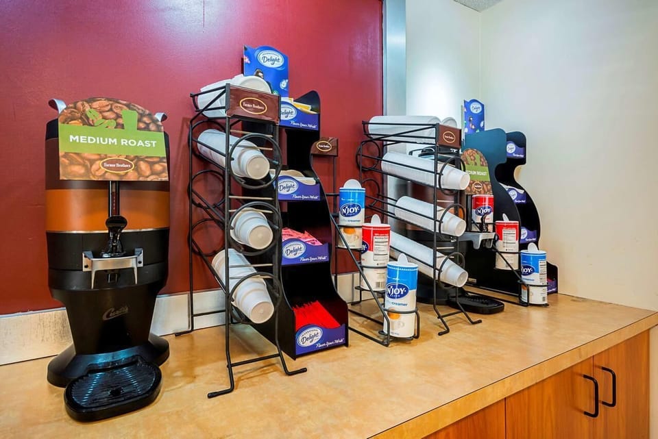 Grab complimentary coffee and recharge before heading out.