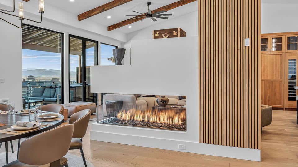 Dining Area, Upper Level - With fireplace