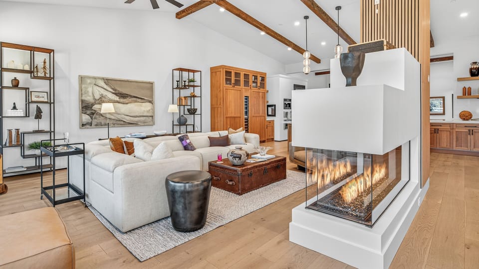 Great Room, Upper Level - With fireplace