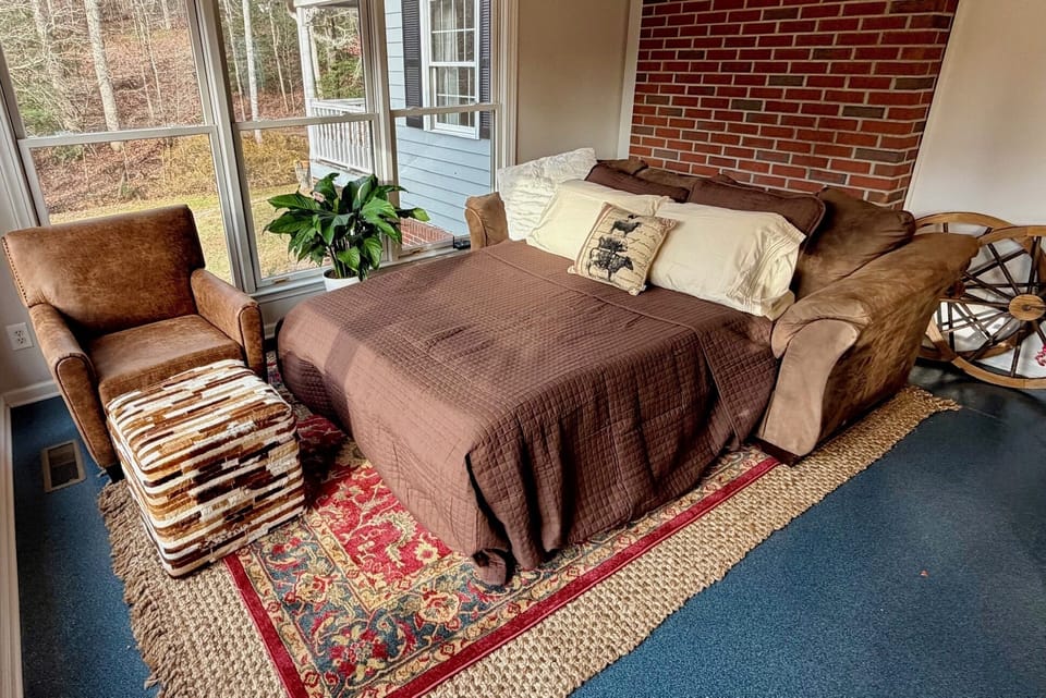 Sunroom Living Room Converts to Comfy Full Sleeper Sofa