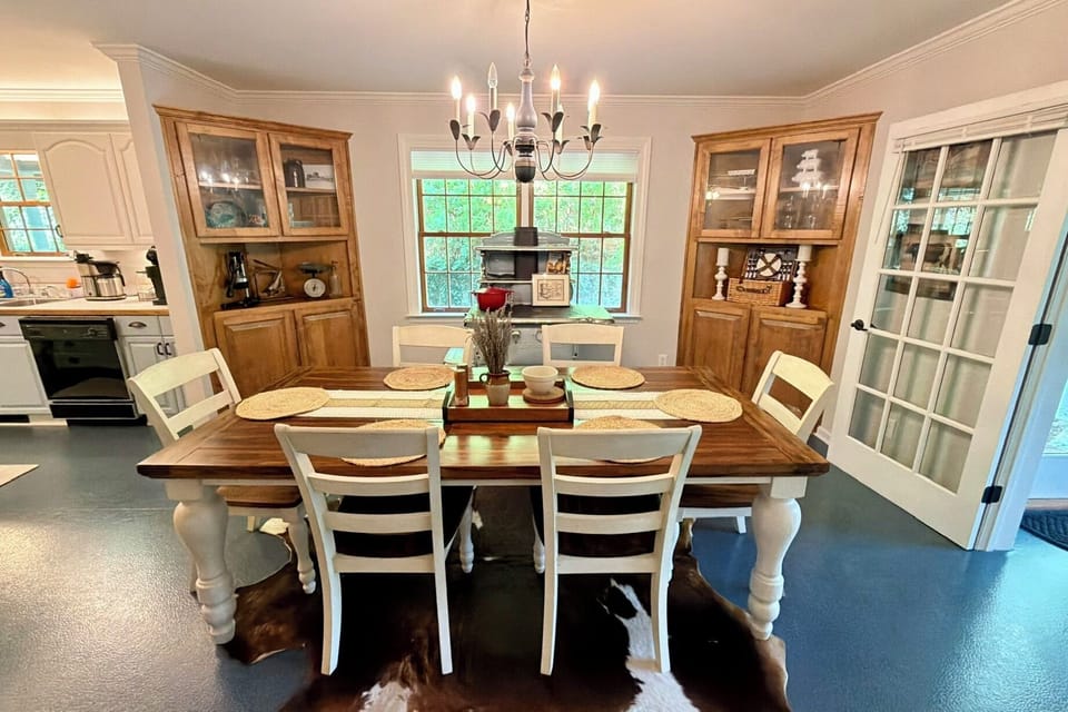 Combine the 8-Seat Farmhouse Dining Table with the Sunroom Table = Dining for 12