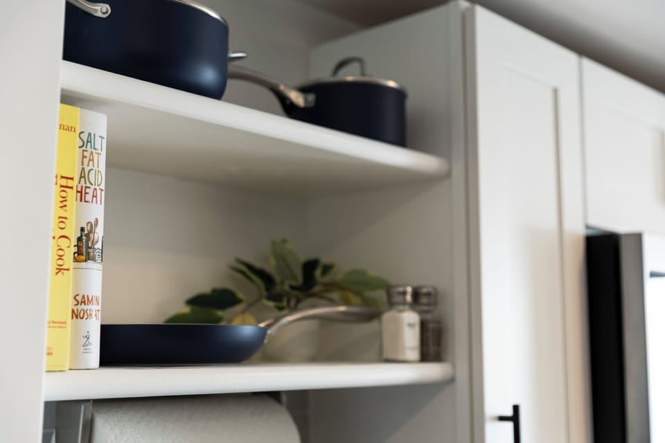 Pots, pan, salt and pepper available for your use!