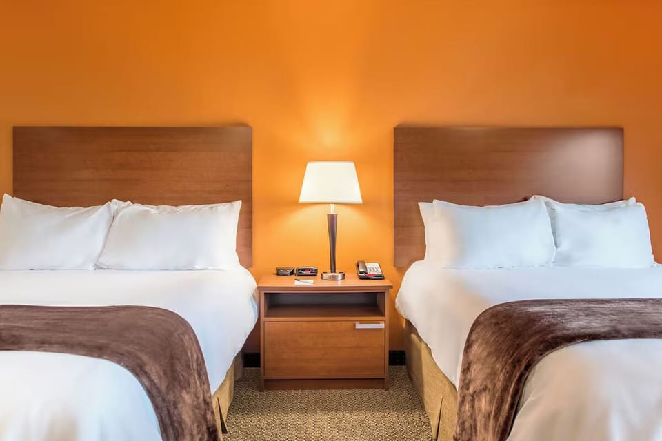 Drift off fast with soft lighting and spotless bedding.