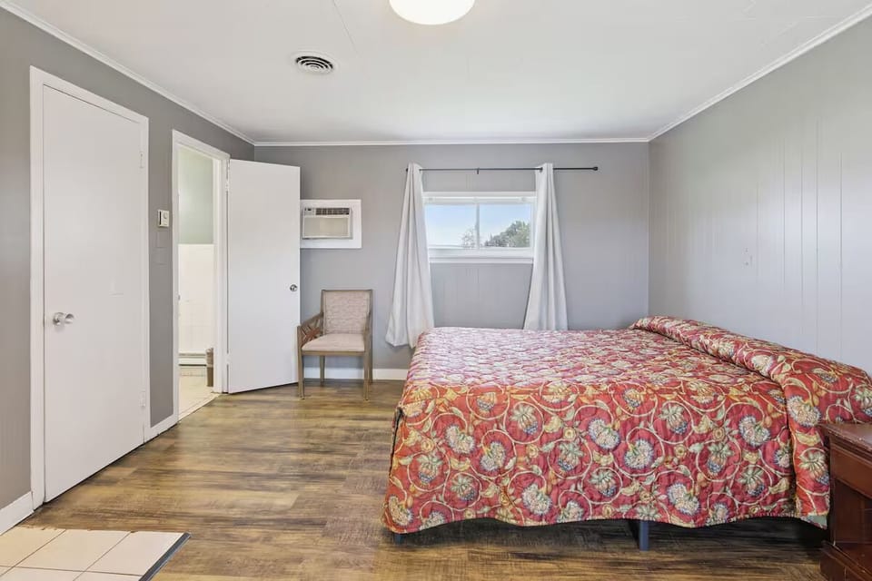 Sleep soundly in a calm room with open floor space.