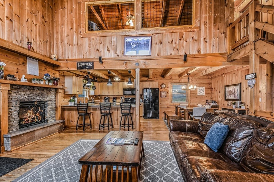 Indoors, Hardwood, Stained Wood, Fireplace, Furniture