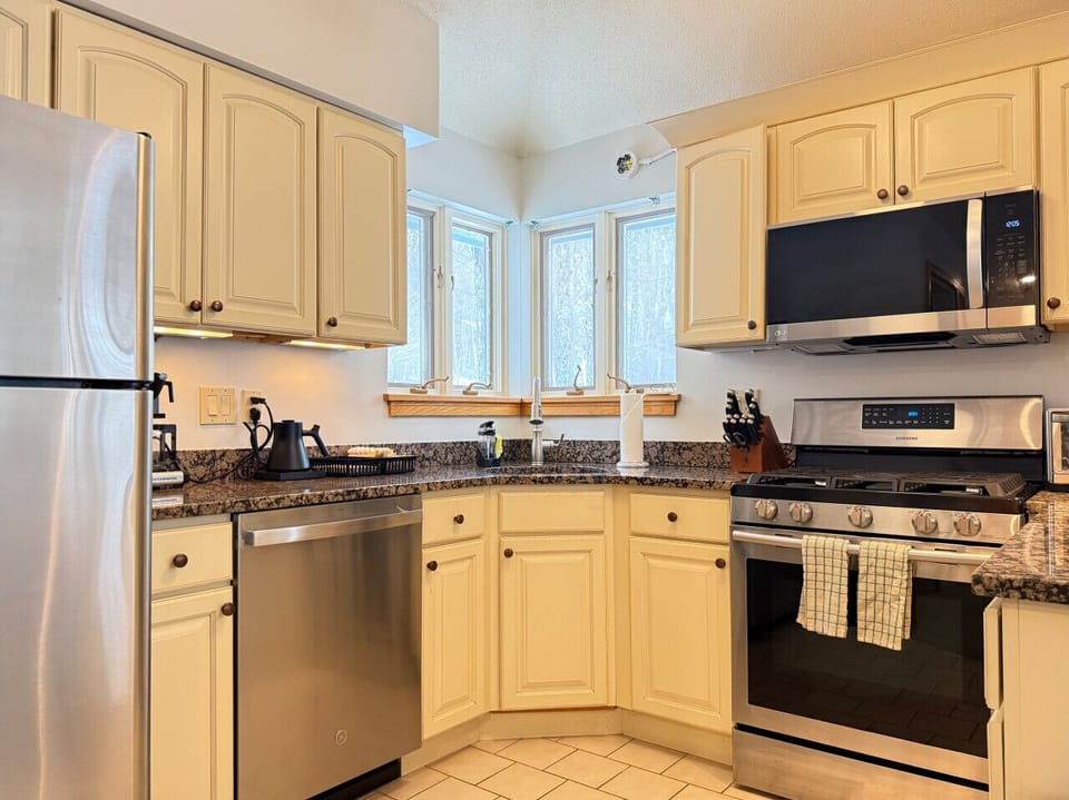 A functional kitchen setup with everything ready for your stay.