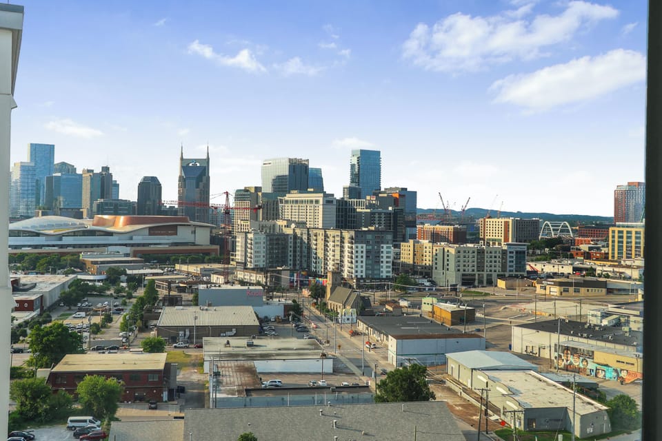Views from living room window of downtown Nashville