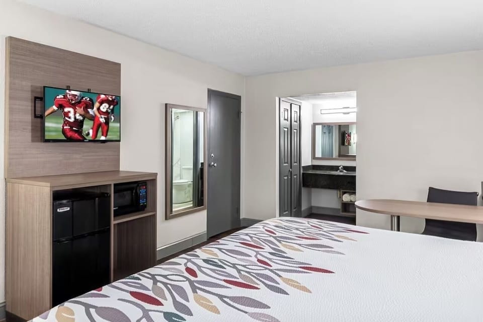 Unwind with your favorite show and easy in-room snacks.