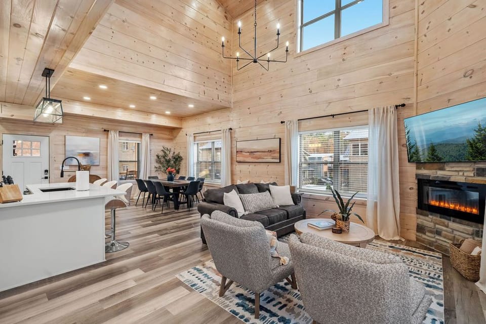 Open concept Family Room, Dining Room, and Kitchen