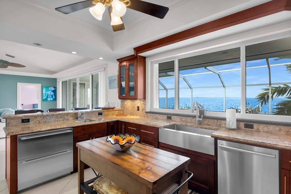 Kitchen with bay views