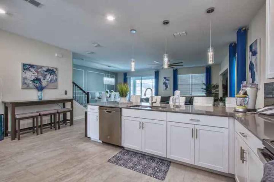Shot showing view from the kitchen