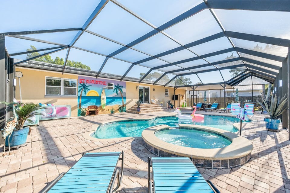Tanning or cooling off in the water, this backyard feels like a private resort!