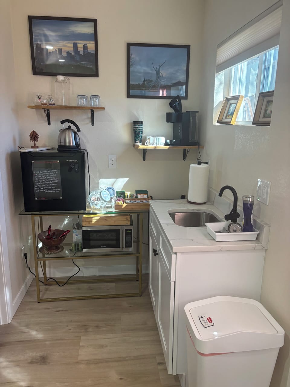 Kitchenette in studio- main level, no stairs.
