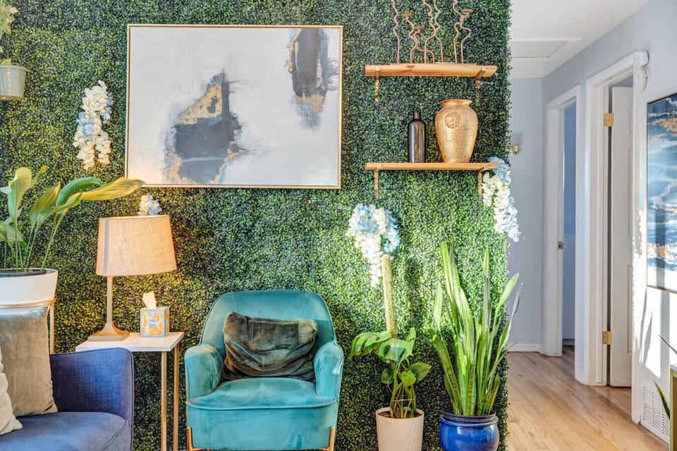 Every corner of the home is thoughtfully styled—this botanical-inspired nook adds charm and character to your group’s stay.