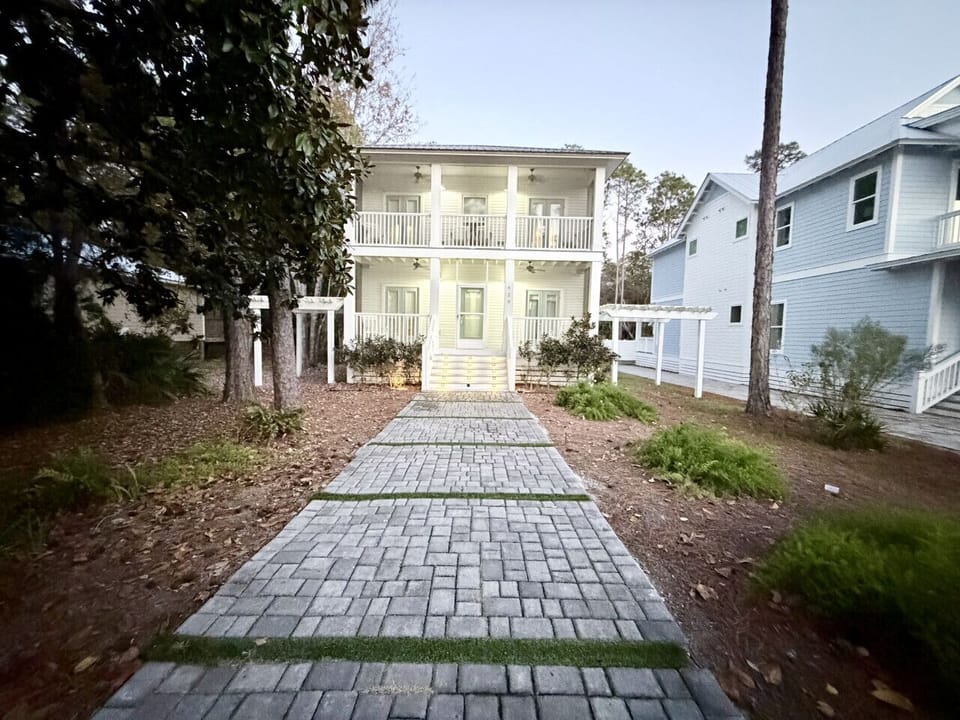Front of property at night