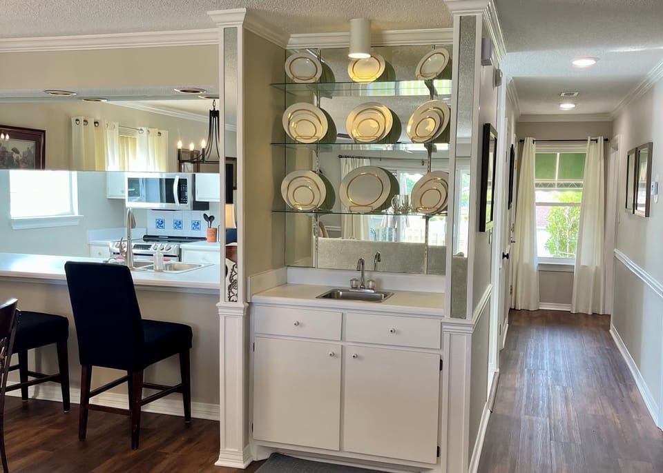 China above wet bar.