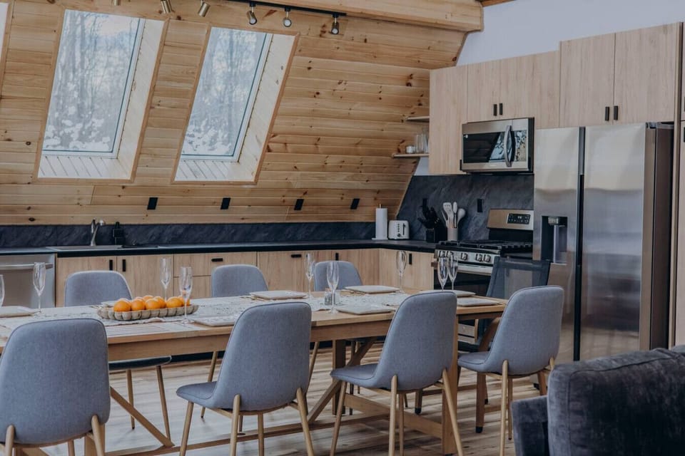 Large dining table for 10 persons.