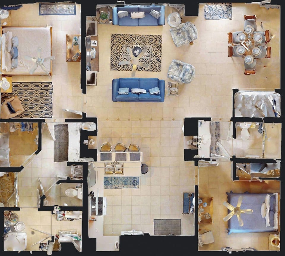 Ariel view of condo layout. 1,310 sq. feet