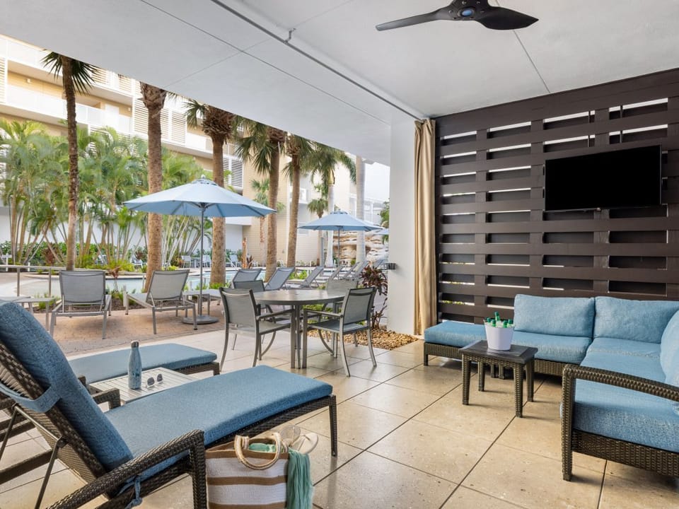 outdoor pool area
