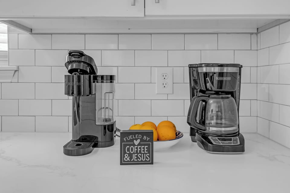 Brew up excitement with modern appliances and sunny vibes from fresh oranges!