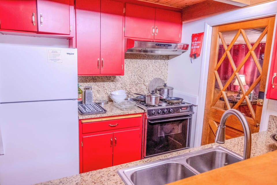 Enjoy cooking in the fully stocked kitchen. It even has dinner sets for children
