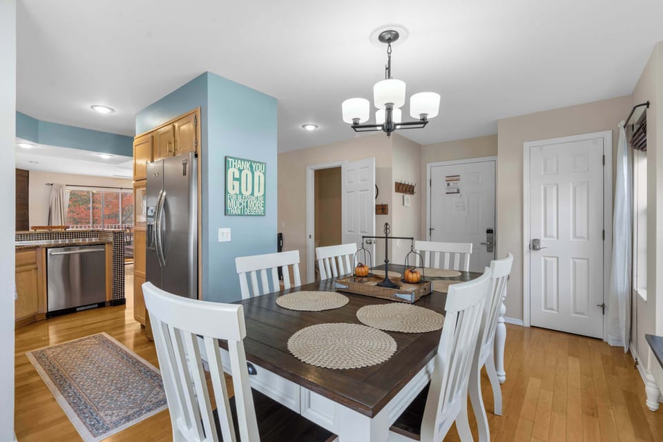 Gather for meals together at the dining table, seating 6​