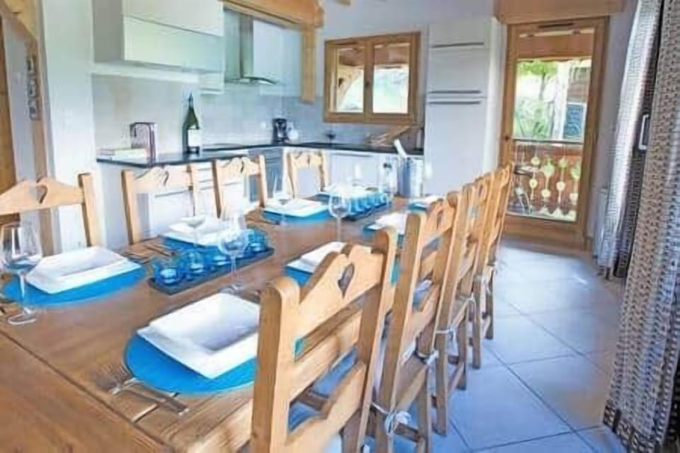 Dining  table and kitchen