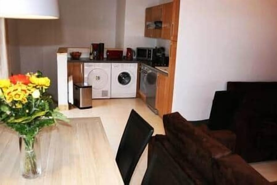 Dining area and modern kitchen