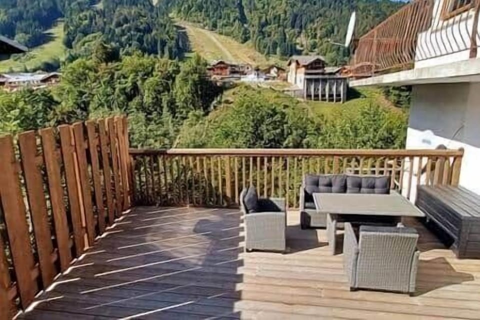 Sunny terrace looking across to Pleney