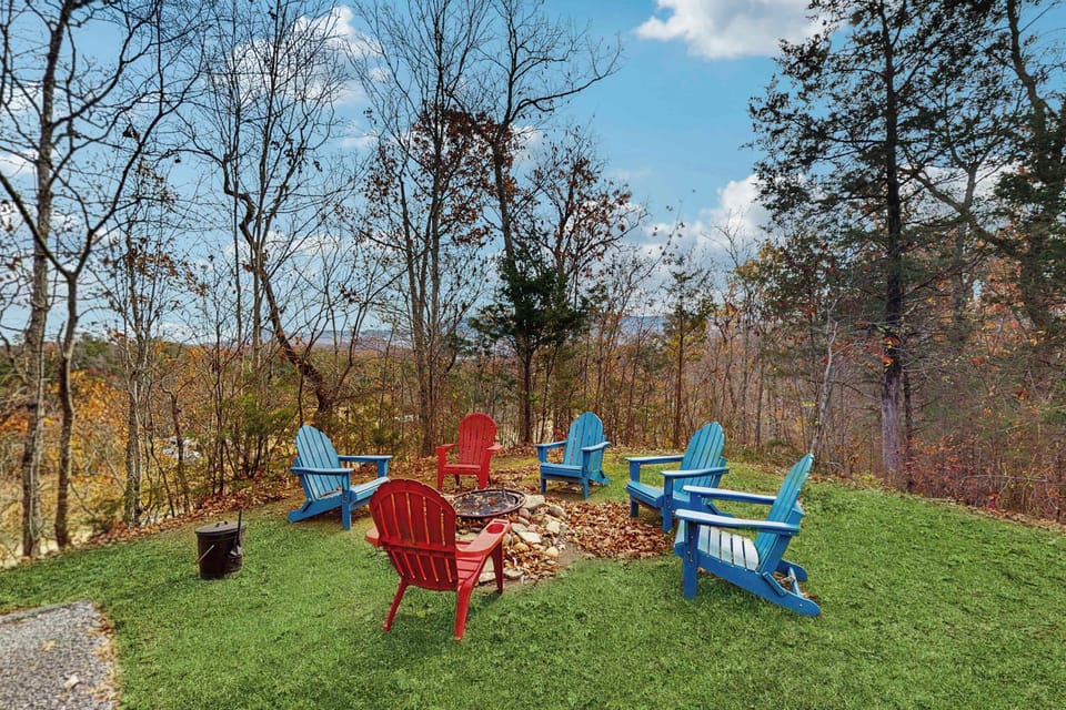 Gather around vibrant chairs for stories and s'mores beneath the starry sky!