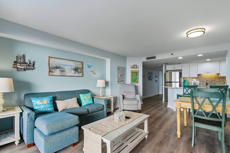 Relax in comfortable seating while the sound of waves sets the perfect backdrop for your getaway.