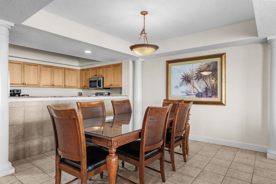 Dining table with seating for six